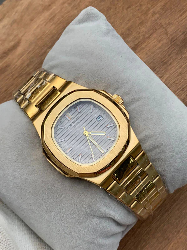 Golden Silver Luxury Watch for Men's- Stainless Steel